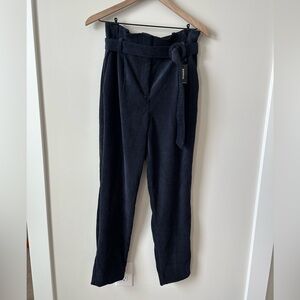 Navy Corduroy Pants | Paperbag Waist | Belted | NWT size 6 regular Express